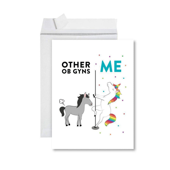 Funny Quirky All Occasion Jumbo Card, Horse Unicorn, Blank Greeting Card with Envelope, Design 1-Set of 1-Andaz Press-OB Gyns-