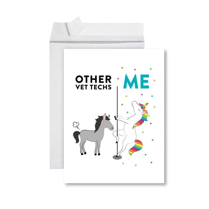 Funny Quirky All Occasion Jumbo Card, Horse Unicorn, Blank Greeting Card with Envelope, Design 1-Set of 1-Andaz Press-Vet Techs-