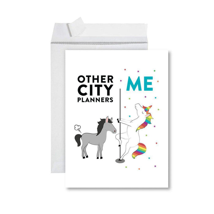 Funny Quirky All Occasion Jumbo Card, Horse Unicorn, Blank Greeting Card with Envelope Design 2-Set of 1-Andaz Press-Interns-