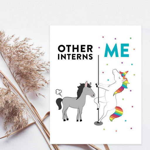 Funny Quirky All Occasion Jumbo Card, Horse Unicorn, Blank Greeting Card with Envelope Design 2-Set of 1-Andaz Press-Interns-