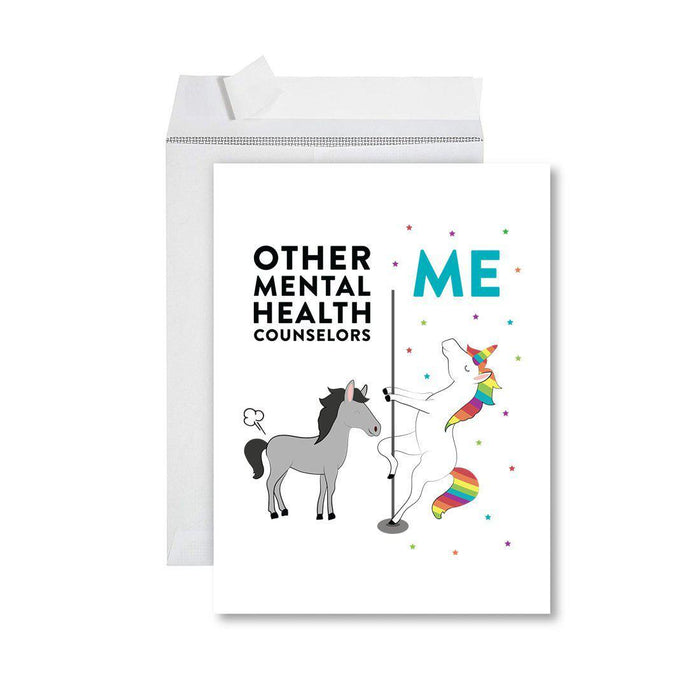 Funny Quirky All Occasion Jumbo Card, Horse Unicorn, Blank Greeting Card with Envelope Design 2-Set of 1-Andaz Press-Interns-