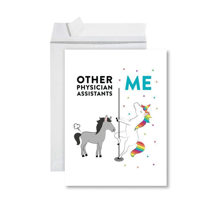 Funny Quirky All Occasion Jumbo Card, Horse Unicorn, Blank Greeting Card with Envelope Design 2-Set of 1-Andaz Press-Interns-