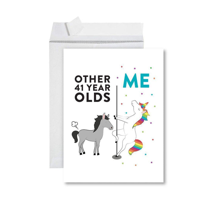Funny Quirky All Occasion Jumbo Card, Horse Unicorn, Blank Greeting Card with Envelope Design 2-Set of 1-Andaz Press-41 Year Olds-