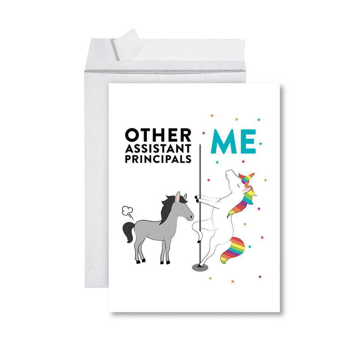 Funny Quirky All Occasion Jumbo Card, Horse Unicorn, Blank Greeting Card with Envelope Design 2-Set of 1-Andaz Press-Assistant Principals-