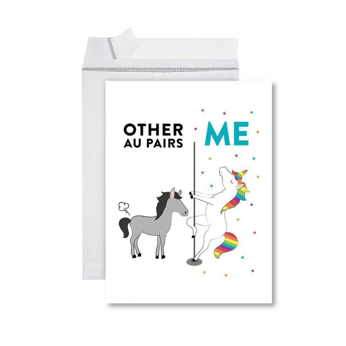 Funny Quirky All Occasion Jumbo Card, Horse Unicorn, Blank Greeting Card with Envelope Design 2-Set of 1-Andaz Press-Au Pairs-