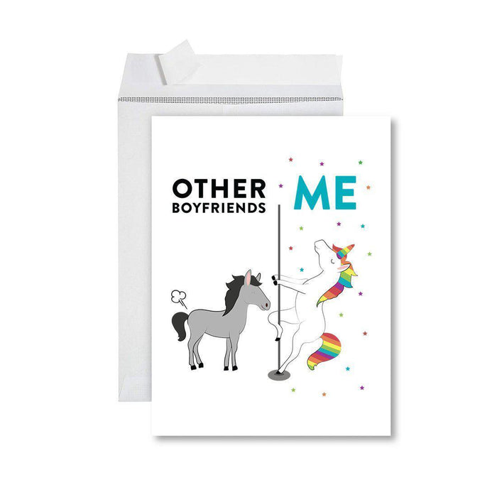 Funny Quirky All Occasion Jumbo Card, Horse Unicorn, Blank Greeting Card with Envelope Design 2-Set of 1-Andaz Press-Boyfriends-