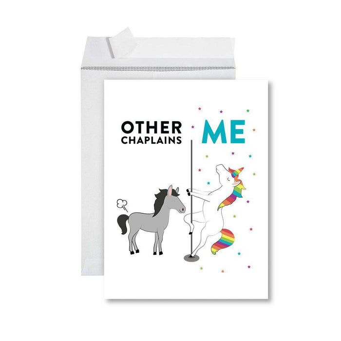 Funny Quirky All Occasion Jumbo Card, Horse Unicorn, Blank Greeting Card with Envelope Design 2-Set of 1-Andaz Press-Chaplains-