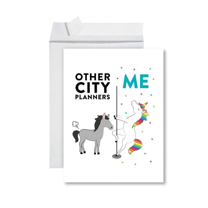 Funny Quirky All Occasion Jumbo Card, Horse Unicorn, Blank Greeting Card with Envelope Design 2-Set of 1-Andaz Press-City Planners-