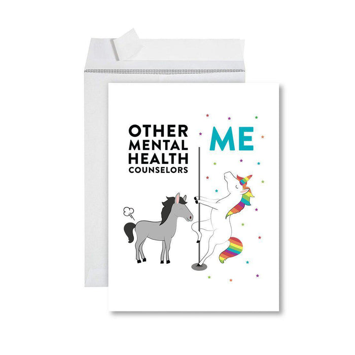 Funny Quirky All Occasion Jumbo Card, Horse Unicorn, Blank Greeting Card with Envelope Design 2-Set of 1-Andaz Press-Mental Health Counselors-