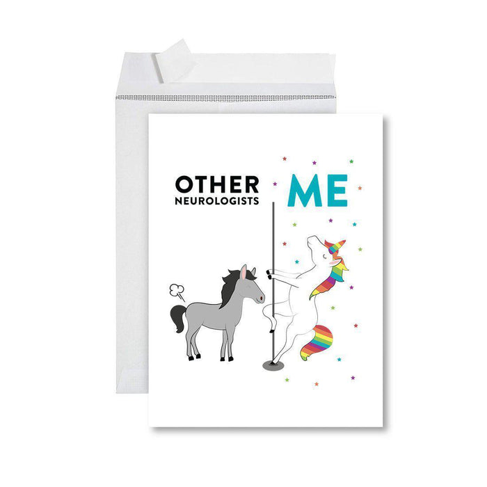 Funny Quirky All Occasion Jumbo Card, Horse Unicorn, Blank Greeting Card with Envelope Design 2-Set of 1-Andaz Press-Neurologists-