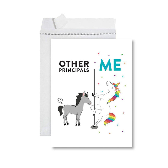 Funny Quirky All Occasion Jumbo Card, Horse Unicorn, Blank Greeting Card with Envelope Design 2-Set of 1-Andaz Press-Principals-