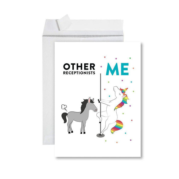 Funny Quirky All Occasion Jumbo Card, Horse Unicorn, Blank Greeting Card with Envelope Design 2-Set of 1-Andaz Press-Receptionists-