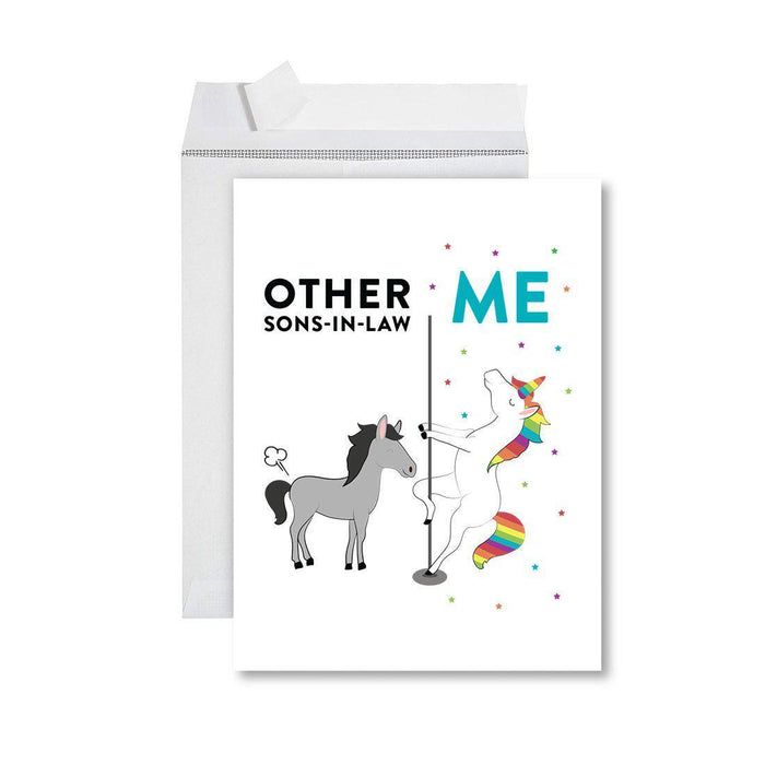 Funny Quirky All Occasion Jumbo Card, Horse Unicorn, Blank Greeting Card with Envelope Design 2-Set of 1-Andaz Press-Sons-In-Law-