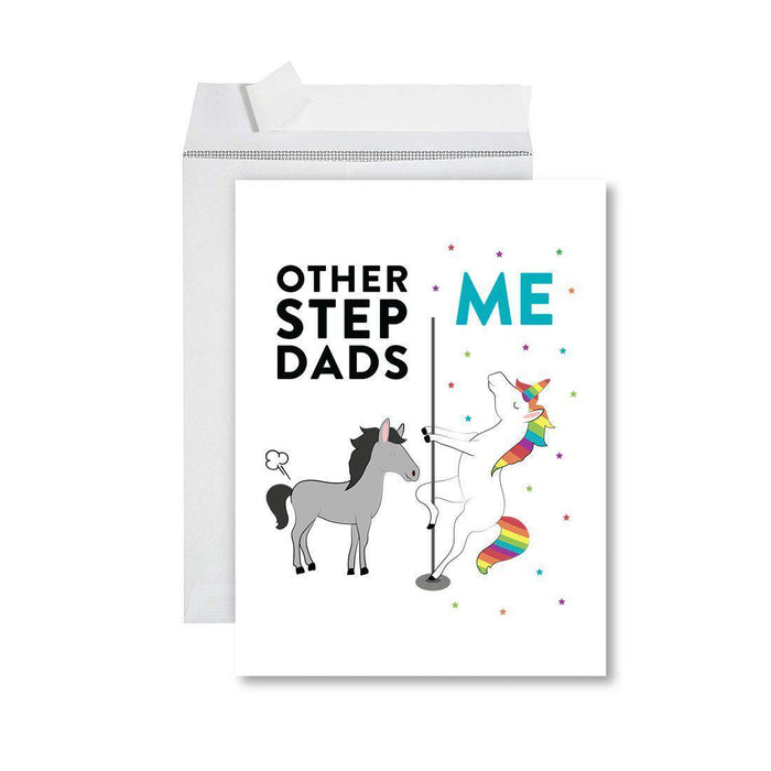 Funny Quirky All Occasion Jumbo Card, Horse Unicorn, Blank Greeting Card with Envelope Design 2-Set of 1-Andaz Press-Step Dads-