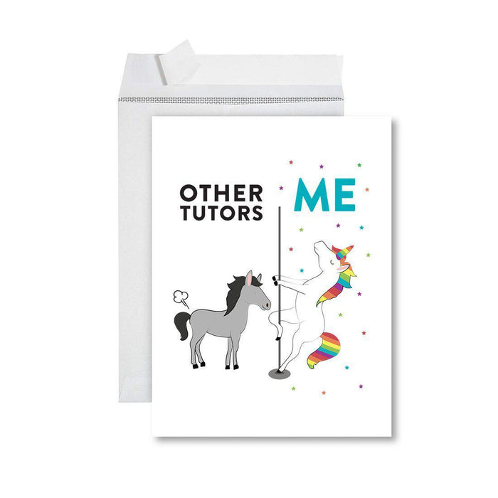 Funny Quirky All Occasion Jumbo Card, Horse Unicorn, Blank Greeting Card with Envelope Design 2-Set of 1-Andaz Press-Tutors-