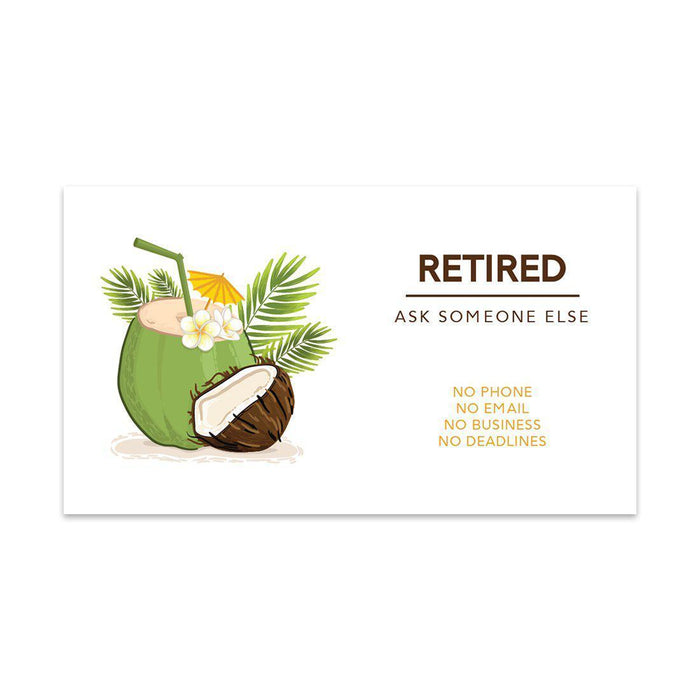 Funny Retirement Business Cards, Retired Business Cards for Men, Women, Employees-Set of 100-Andaz Press-Ask Someone Else Coconut Cocktail-