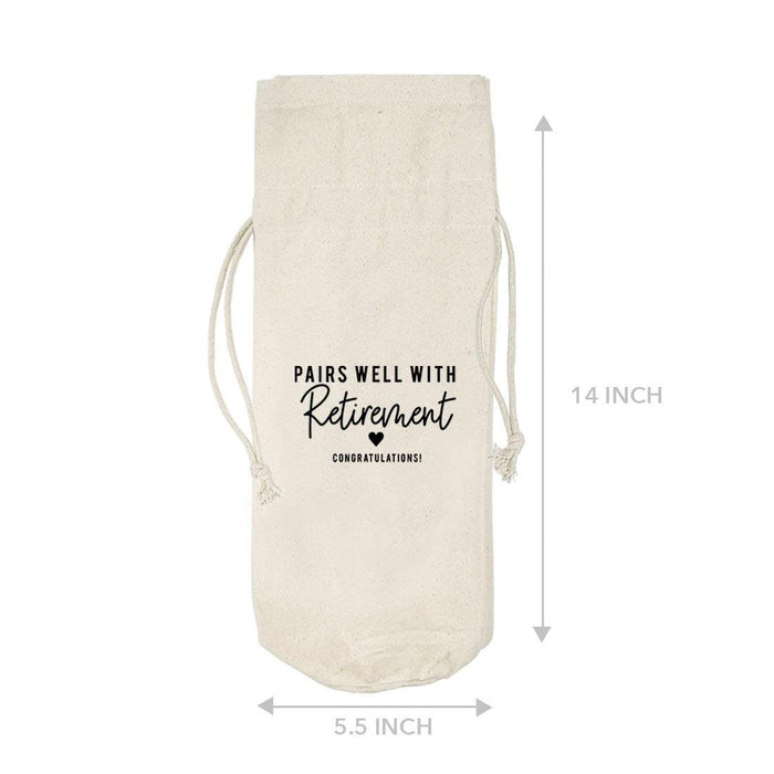 Funny Retirement Gifts Canvas Wine Bag-Set of 1-Andaz Press-Pairs Well With Retirement-