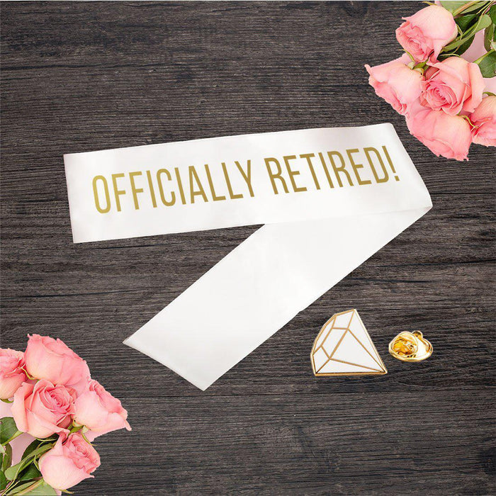 Funny Retirement Party Sashes-Set of 1-Andaz Press-Officially Retired-