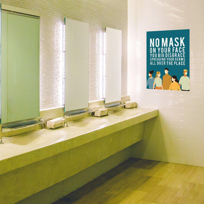 Funny Social Distancing Signs, Humorous Face Mask Required Rectangle Business Signs, Vinyl Sticker Decals-Set of 10-Andaz Press-You Big Disgrace-