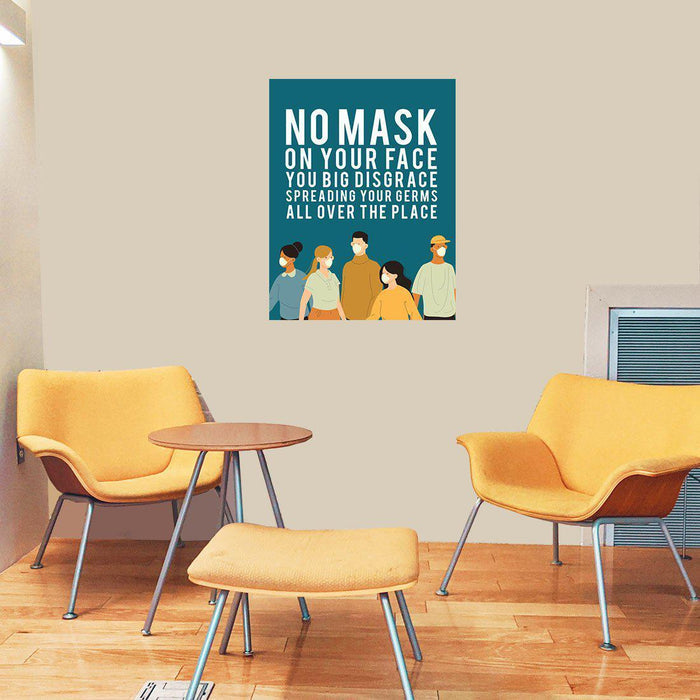 Funny Social Distancing Signs, Humorous Face Mask Required Rectangle Business Signs, Vinyl Sticker Decals-Set of 10-Andaz Press-You Big Disgrace-