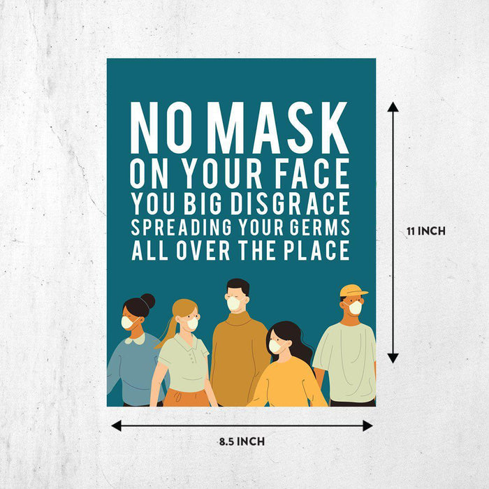 Funny Social Distancing Signs, Humorous Face Mask Required Rectangle Business Signs, Vinyl Sticker Decals-Set of 10-Andaz Press-You Big Disgrace-
