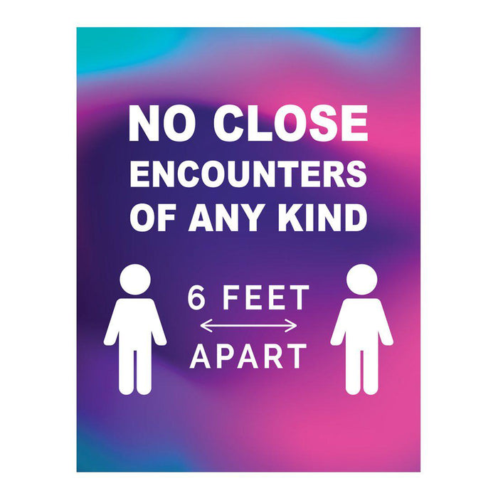 Funny Social Distancing Signs, Humorous Face Mask Required Rectangle Business Signs, Vinyl Sticker Decals-Set of 10-Andaz Press-Close Encounters-