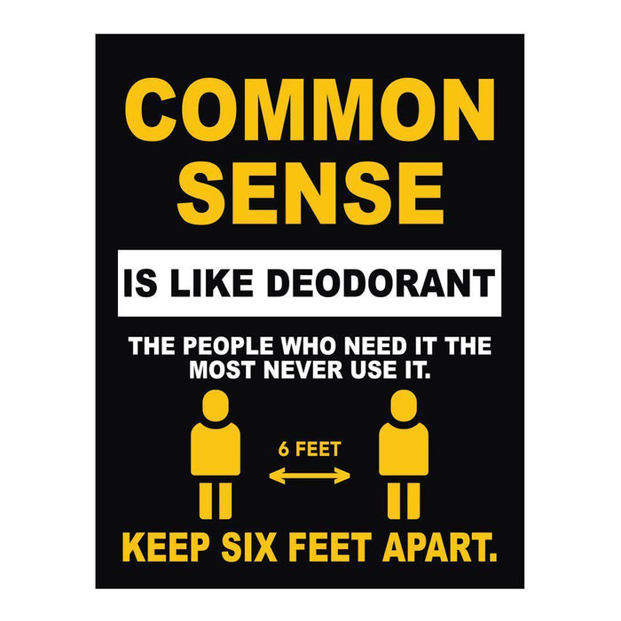 Funny Social Distancing Signs, Humorous Face Mask Required Rectangle Business Signs, Vinyl Sticker Decals-Set of 10-Andaz Press-Deodorant-