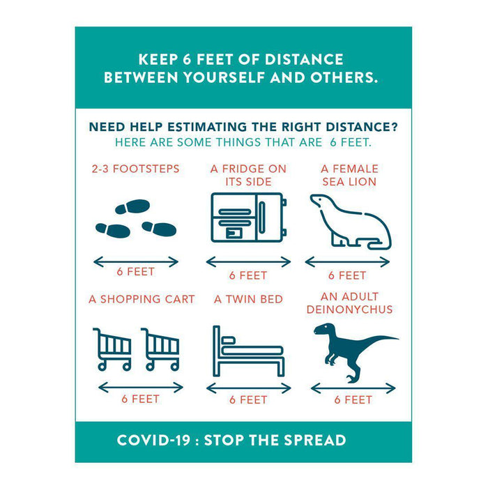 Funny Social Distancing Signs, Humorous Face Mask Required Rectangle Business Signs, Vinyl Sticker Decals-Set of 10-Andaz Press-Estimating Right Distance-