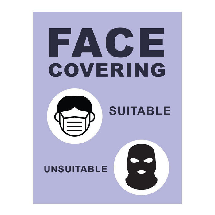 Funny Social Distancing Signs, Humorous Face Mask Required Rectangle Business Signs, Vinyl Sticker Decals-Set of 10-Andaz Press-Face Covering Purple-