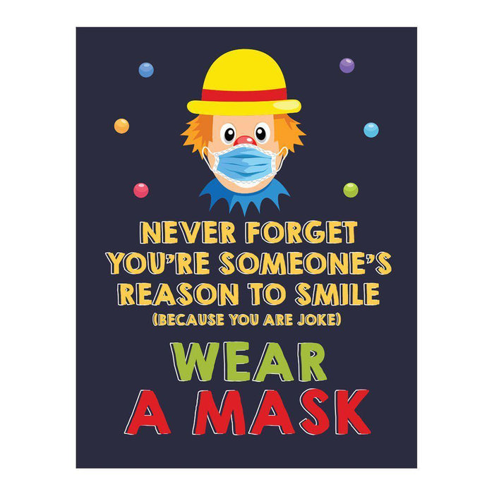 Funny Social Distancing Signs, Humorous Face Mask Required Rectangle Business Signs, Vinyl Sticker Decals-Set of 10-Andaz Press-Never Forget To Smile-