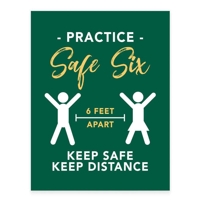 Funny Social Distancing Signs, Humorous Face Mask Required Rectangle Business Signs, Vinyl Sticker Decals-Set of 10-Andaz Press-Practice Safe Six-