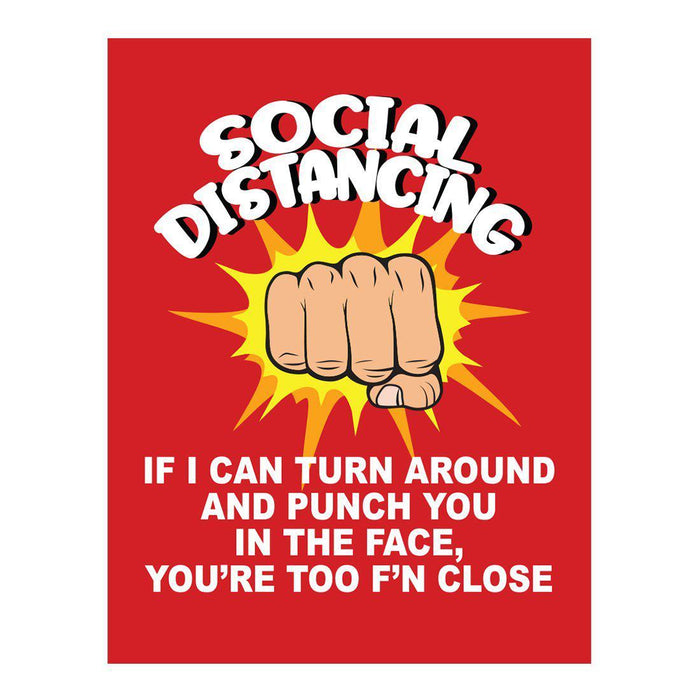 Funny Social Distancing Signs, Humorous Face Mask Required Rectangle Business Signs, Vinyl Sticker Decals-Set of 10-Andaz Press-Social Distancing 1-