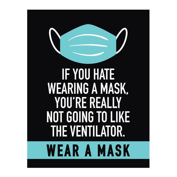 Funny Social Distancing Signs, Humorous Face Mask Required Rectangle Business Signs, Vinyl Sticker Decals-Set of 10-Andaz Press-Wearing A Mask-