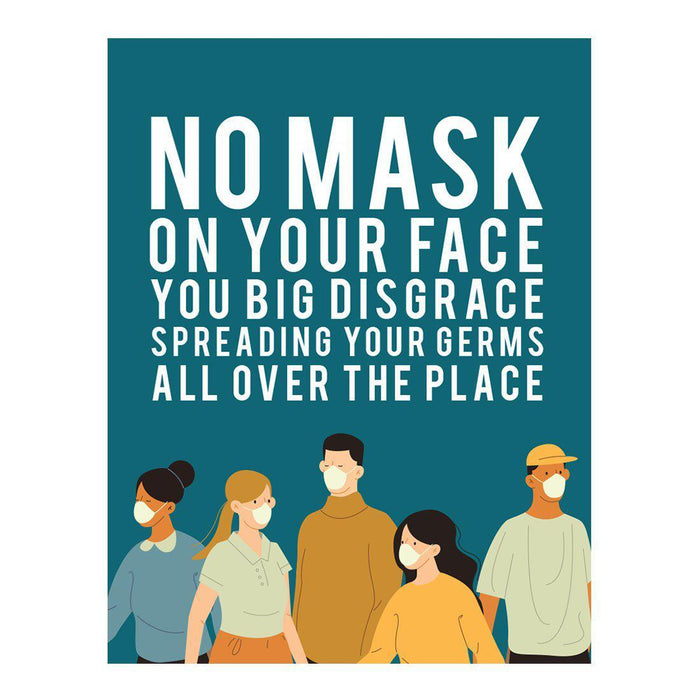Funny Social Distancing Signs, Humorous Face Mask Required Rectangle Business Signs, Vinyl Sticker Decals-Set of 10-Andaz Press-You Big Disgrace-