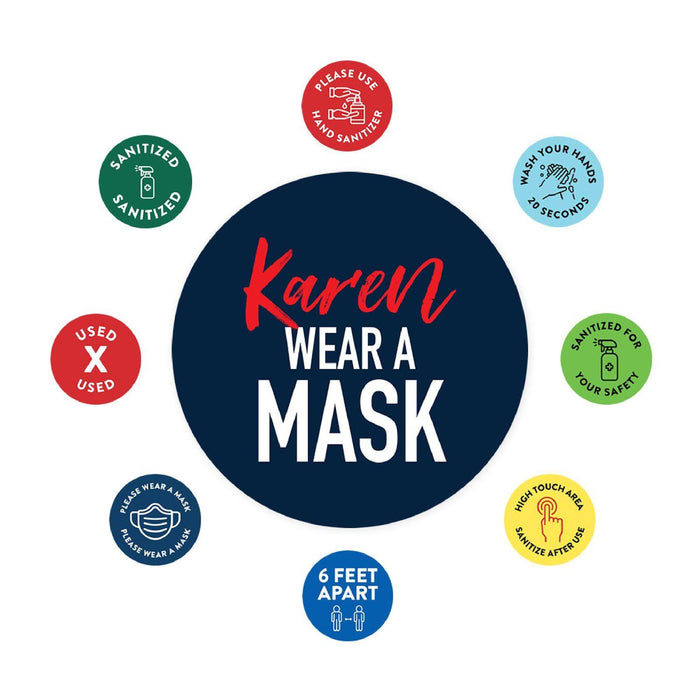 Funny Social Distancing Signs, Humorous Face Mask Required Round Business Signs, Vinyl Sticker Decals-Set of 50-Andaz Press-Wear A Mask 1-