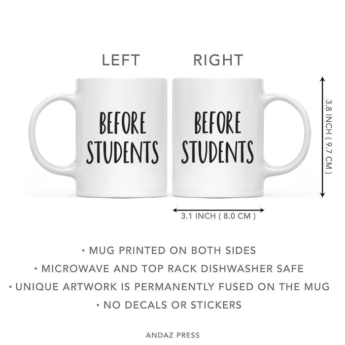 Funny Teacher Appreciation Coffee Mug & Wine Tumbler - Cute Mugs for Teacher Gifts-Set of 2-Andaz Press-Before Students & After Students-