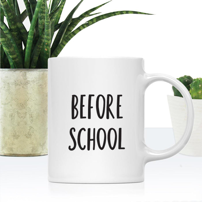 Funny Teacher Appreciation Coffee Mug & Wine Tumbler - Cute Mugs for Teacher Gifts-Set of 2-Andaz Press-Before Students & After Students-