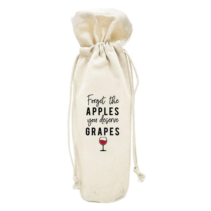 Funny Teacher Gifts Canvas Wine Bag-Set of 1-Andaz Press-Forget The Apples You Deserve Grapes-