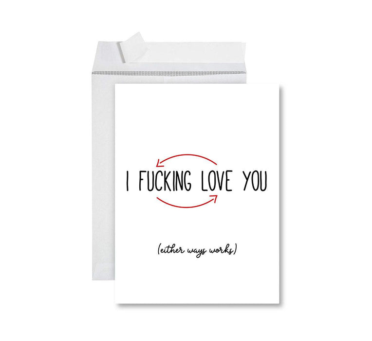 Funny Valentine's Day Jumbo Card with Envelope, Naughty Valentine's Day Greeting Card-Set of 1-Andaz Press-I Love Your Face-