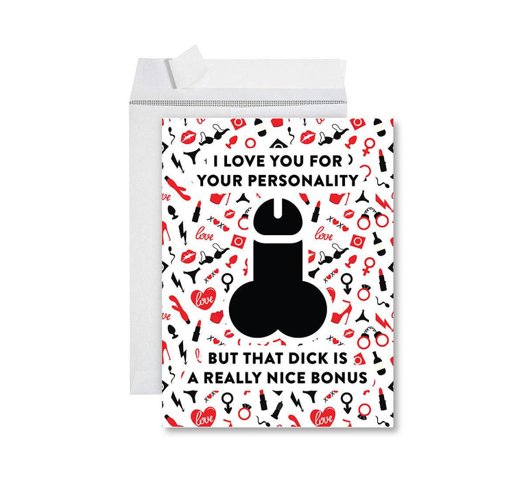 Funny Valentine's Day Jumbo Card with Envelope, Naughty Valentine's Day Greeting Card-Set of 1-Andaz Press-I Love Your Face-