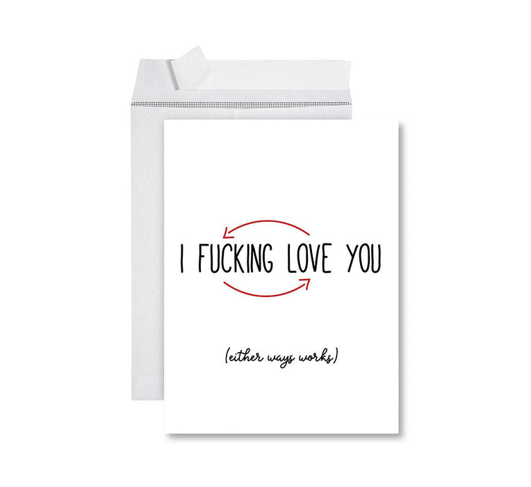 Funny Valentine's Day Jumbo Card with Envelope, Naughty Valentine's Day Greeting Card-Set of 1-Andaz Press-I Fucking Love You-