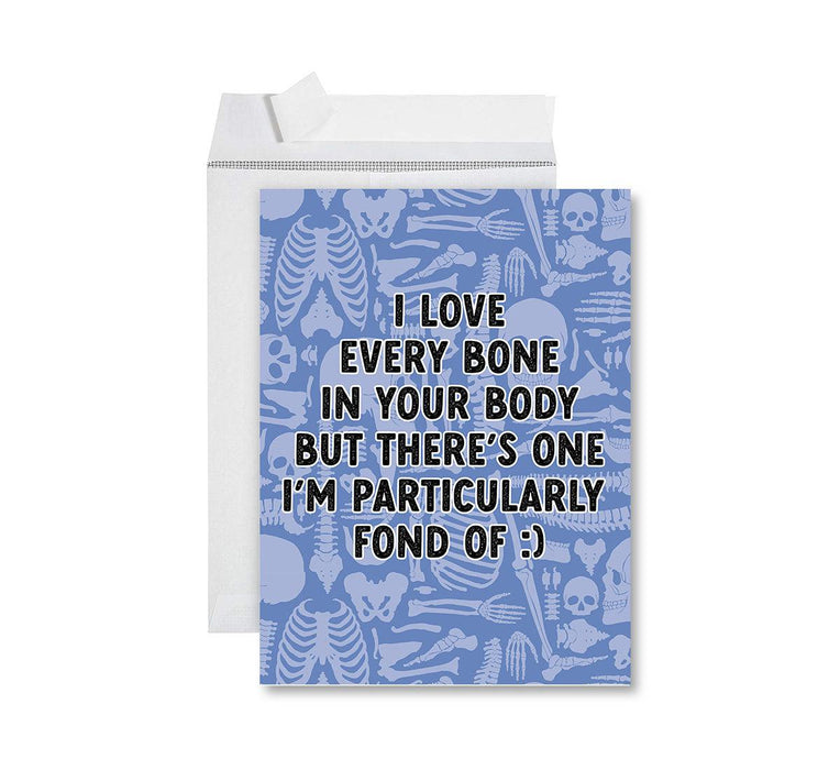Funny Valentine's Day Jumbo Card with Envelope, Naughty Valentine's Day Greeting Card-Set of 1-Andaz Press-I Love Every Bone In Your Body-