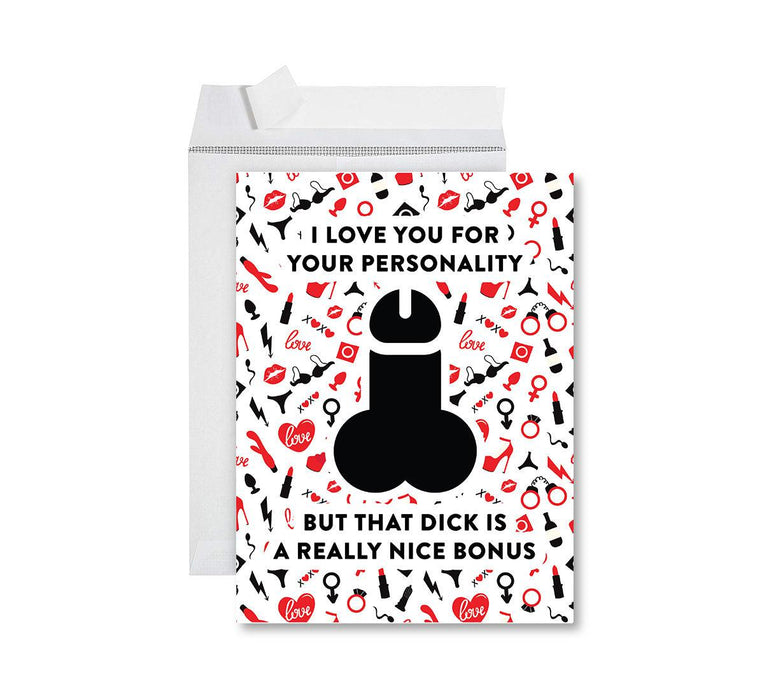 Funny Valentine's Day Jumbo Card with Envelope, Naughty Valentine's Day Greeting Card-Set of 1-Andaz Press-I Love You For Your Personality-