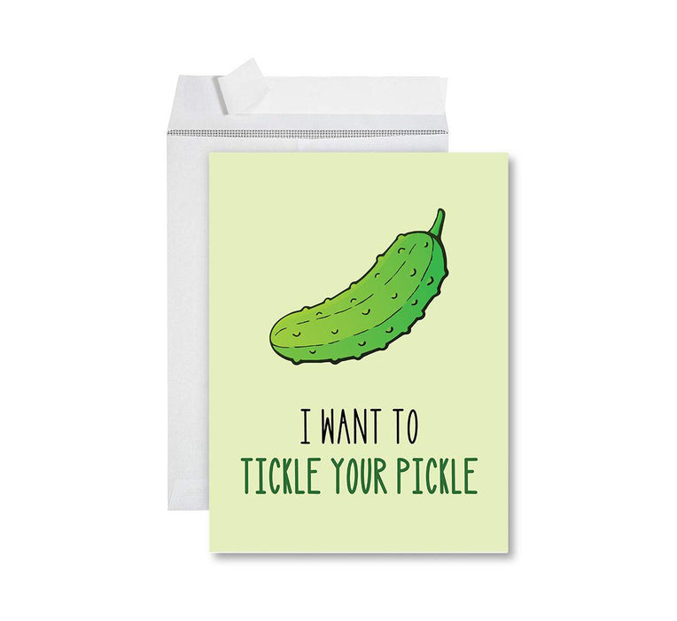 Funny Valentine's Day Jumbo Card with Envelope, Naughty Valentine's Day Greeting Card-Set of 1-Andaz Press-I Want To Tickle Your Pickle-