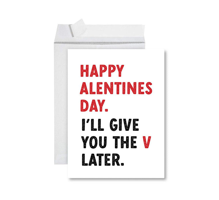 Funny Valentine's Day Jumbo Card with Envelope, Naughty Valentine's Day Greeting Card-Set of 1-Andaz Press-I'll Give You The V Later-