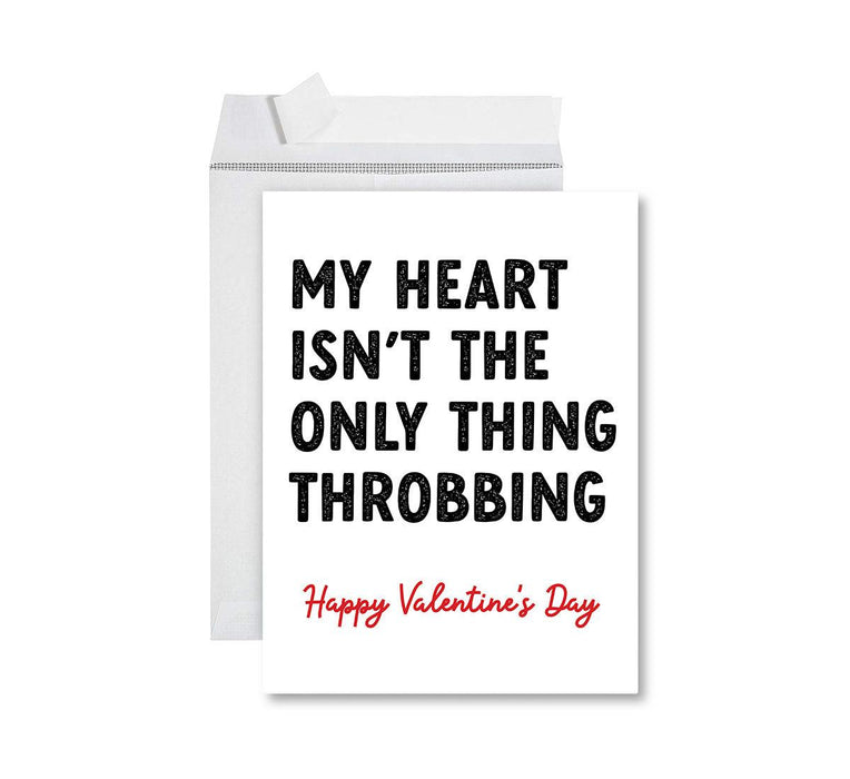 Funny Valentine's Day Jumbo Card with Envelope, Naughty Valentine's Day Greeting Card-Set of 1-Andaz Press-My Heart Isn't The Only Thing Throbbing-