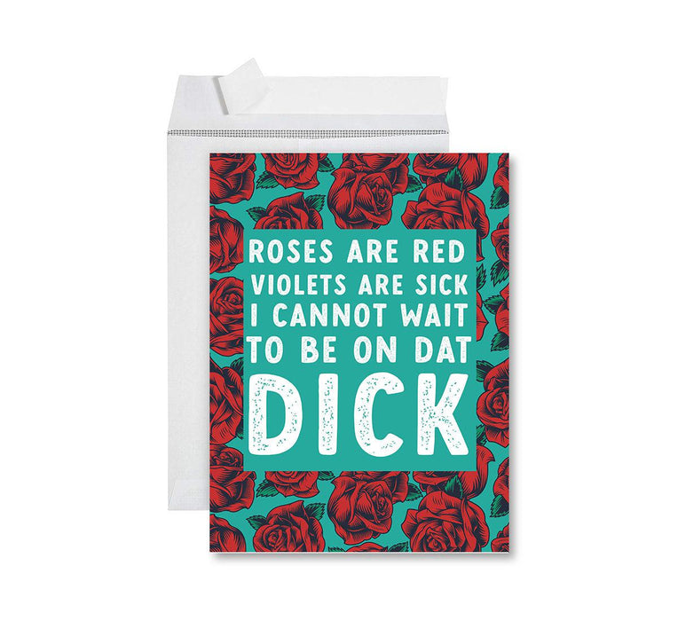 Funny Valentine's Day Jumbo Card with Envelope, Naughty Valentine's Day Greeting Card-Set of 1-Andaz Press-Roses Are Red-