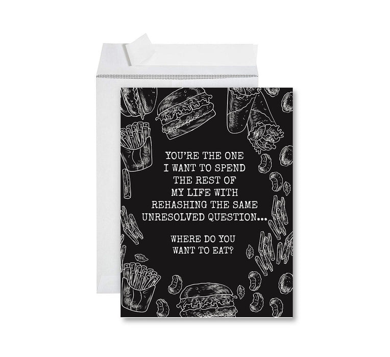 Funny Valentine's Day Jumbo Card with Envelope, Naughty Valentine's Day Greeting Card-Set of 1-Andaz Press-Where Do You Want To Eat?-