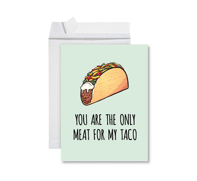 Funny Valentine's Day Jumbo Card with Envelope, Naughty Valentine's Day Greeting Card-Set of 1-Andaz Press-You Are The Only Meat For My Taco-