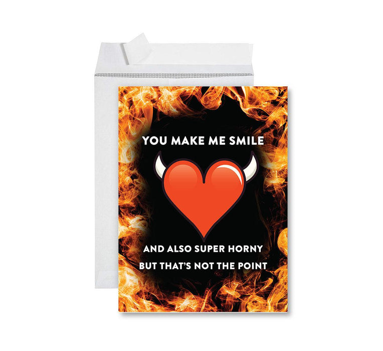 Funny Valentine's Day Jumbo Card with Envelope, Naughty Valentine's Day Greeting Card-Set of 1-Andaz Press-You Make Me Smile-